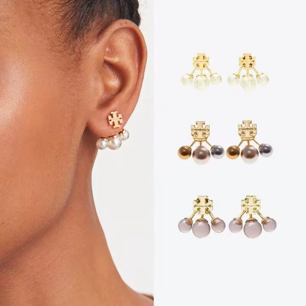 Tory Burch Faux Pearl Detachable Metal Stud Earrings